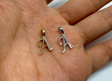 14K Gold Heart Initial Pendant Letter Charm Flower Necklace Alphabet Diamond Cut