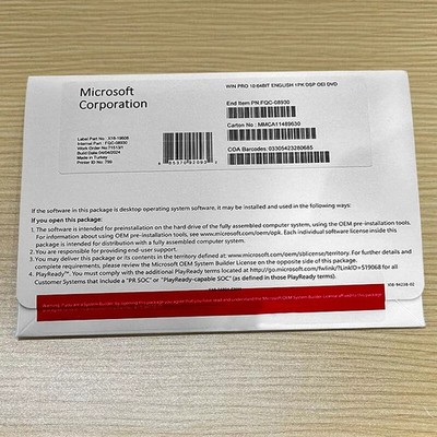 Win Pro 10 64Bit Eng Intl 1pk DSP OEI DVD Version 22H2 Für Windows 10 Neu Versie