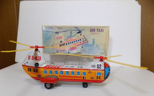 Vintage Tin Toy Air Taxy Helicopter Haji Bansei Toy Japan w/box