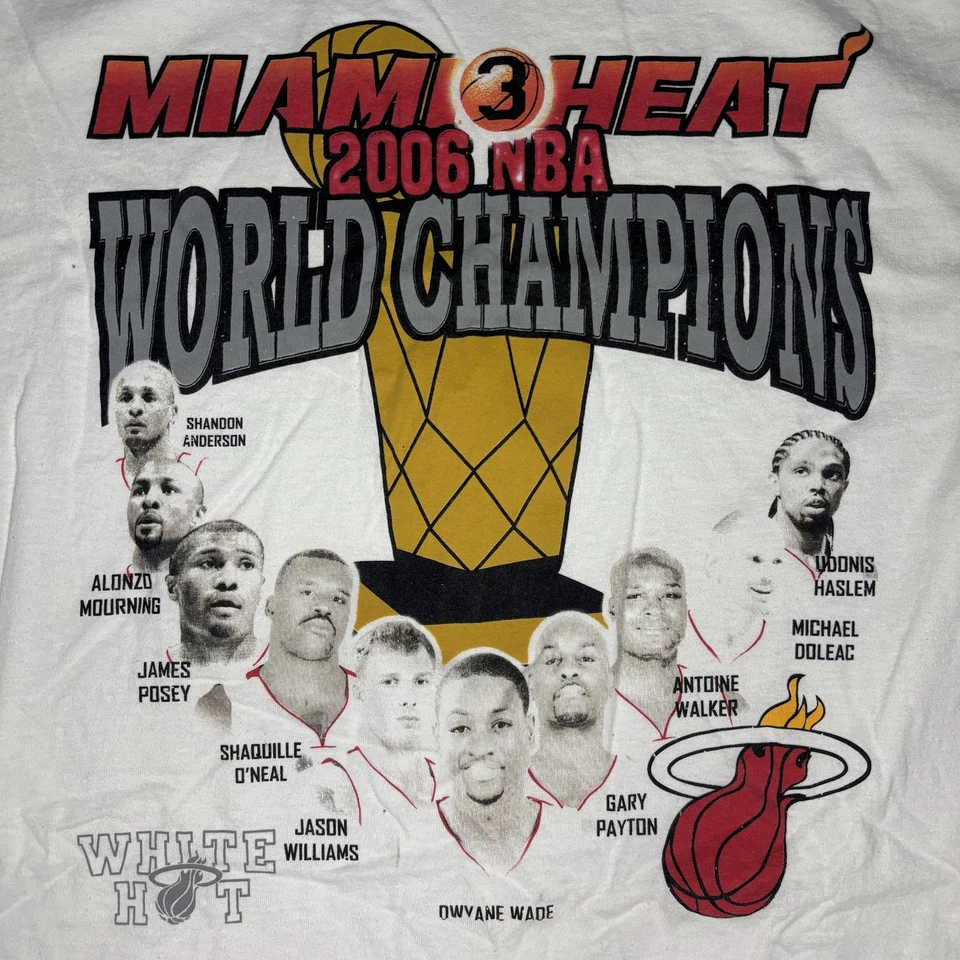 Vintage Miami Heat Shirt Mens Large NBA Basketball 2006 Champions Hanes 00s - Image 2 of 4