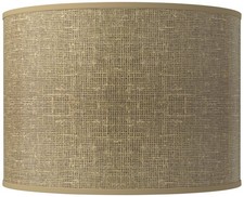 Drum Print Lamp Shade Burlap Print Medium 15.5x15.5x11 Spider Harp and Finial
