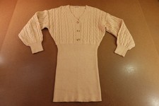 Double Zero Womens Large Beige Cable Knit Button Front Mini Sweater Dress NWOT