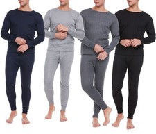 Men Thermals 100 Cotton Winter Fleece Lined Long John Warm Underwear Shirt Pant