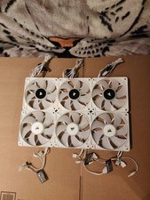 6 X Corsair RS120 ARGB White 120mm PWM Premium PC Case Fans - Never Used