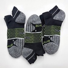 3 Pairs BOMBAS Men's Honeycomb Golf Ankle Socks Athletic Size Med 6-9 Black