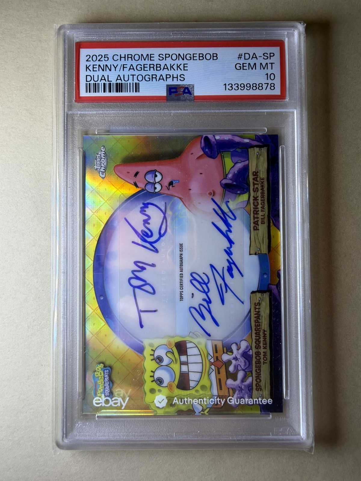 2025 Topps Chrome Spongebob/ Patrick Dual Autograph PSA 10 Clean autographs!  view 4
