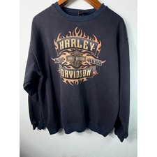 Vintage Harley Davidson Mens Sweatshirt Black XL Warr's London Biker Flame