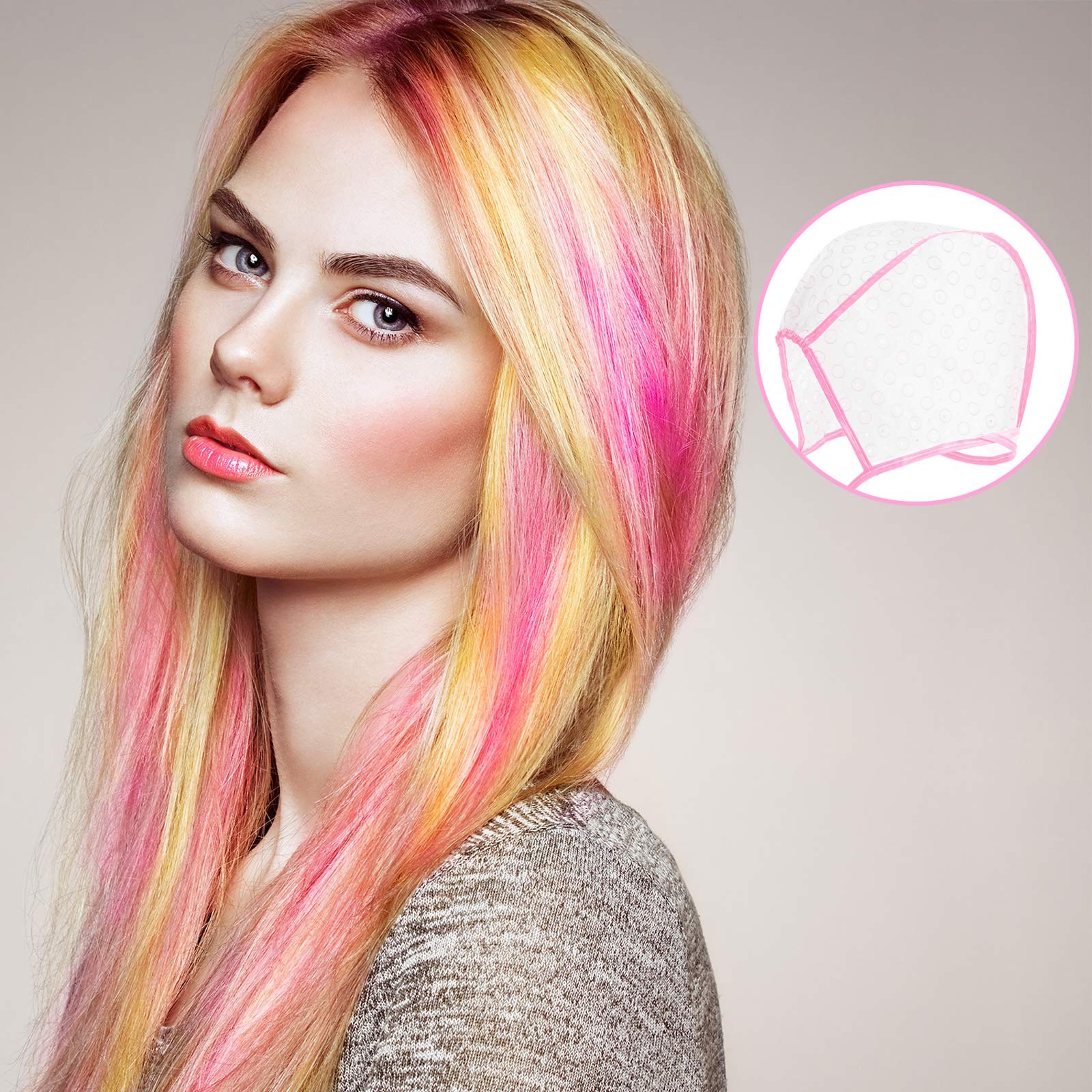6 Pieces Highlighting Cap Hair Frosting Cap Highlight for Dye Color Bleach wi...