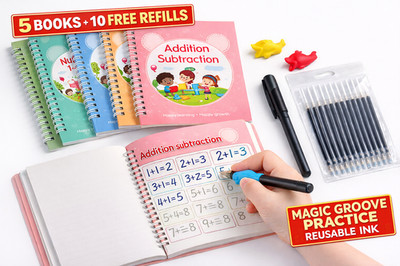 5Pcs Magic Practice Copybook for Kids Reusable Handwriting Groove BookSet Age3-8