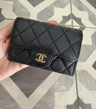 Chanel Classic Flap Card Holder in black lambskin leather with gold-tone