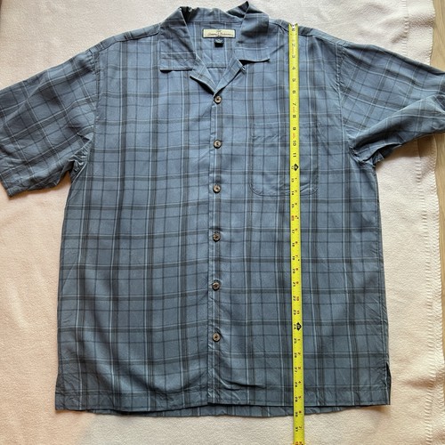 Tommy Bahama elegantes Seidenhemd grau kariert kurzarm Herren Größe M - Bild 12 von 14
