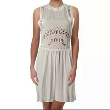 Aqua Dress Women SZ S Angelcore White Eyelet Lace Sexy Crochet Swimcover New