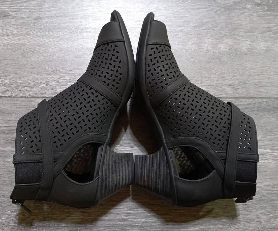 Botas Easy Street Carrigan Punta Abierta Mujer Talla 7M Negras Zapatos - Imagen 4 de 4