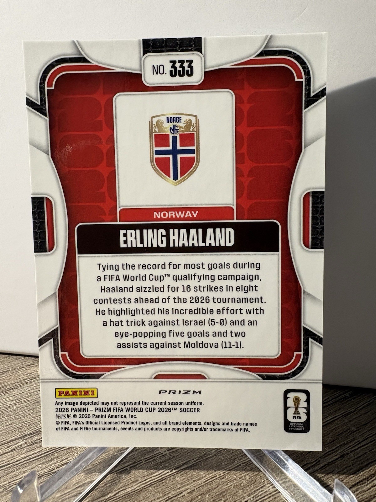 Panini Prizm FIFA World Cup 2026 Erling Haaland Norway #333 Parallel silver wave view 2