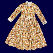 Vintage 60  s Girls SZ 7/8 Floral Cottage Lace Patchwork A-Line Full Dress