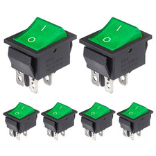 6Pcs KCD4 Lighted Rocker Switch 20A 125V AC 16A 250V Green Light Illuminated Min