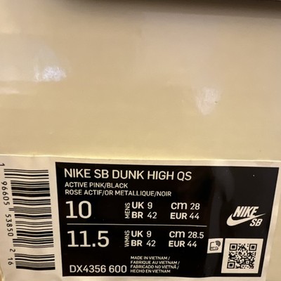 Nike Run The Jewels x SB Dunk High DX4356-600 Active Pink Fur 2023 Men's Sneaker