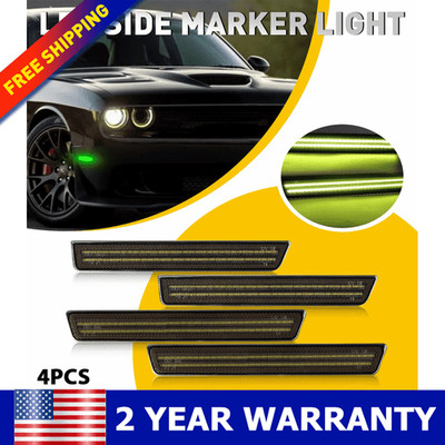 Front Rear LED Bumper Side Marker Lights Smoked For 2015-2023 Dodge Challenger A