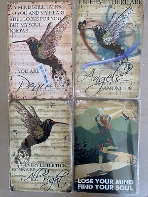 4 New Metal Tin Sign Angels Peace Soul Be All right 12  X 8 