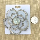 - 3 Colors Available (3.0x3.0in) Flower Shaped Outline Crystal Brooch Pin