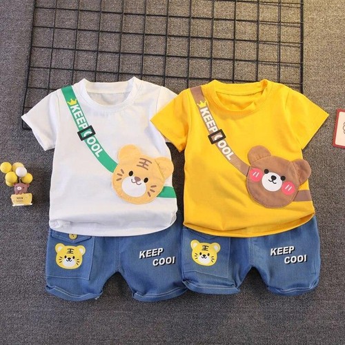 Summer Baby Boys Girls Clothing Sets Cartoon Cotton T-shirt + Shorts 2pcs Suits - Picture 8 of 19