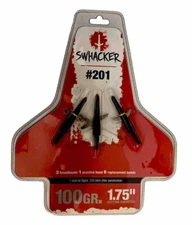 NEW - Swhacker#201 Crossbow Archery Broadheads 2 Blade 100 Grain 1.75'' - 3 Pk