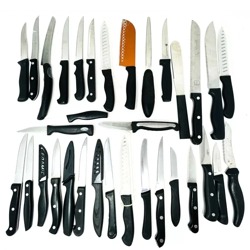 33 Pcs Sunbeam, Goodcook and Assorted Knife Set Black Handle Stainless Steel