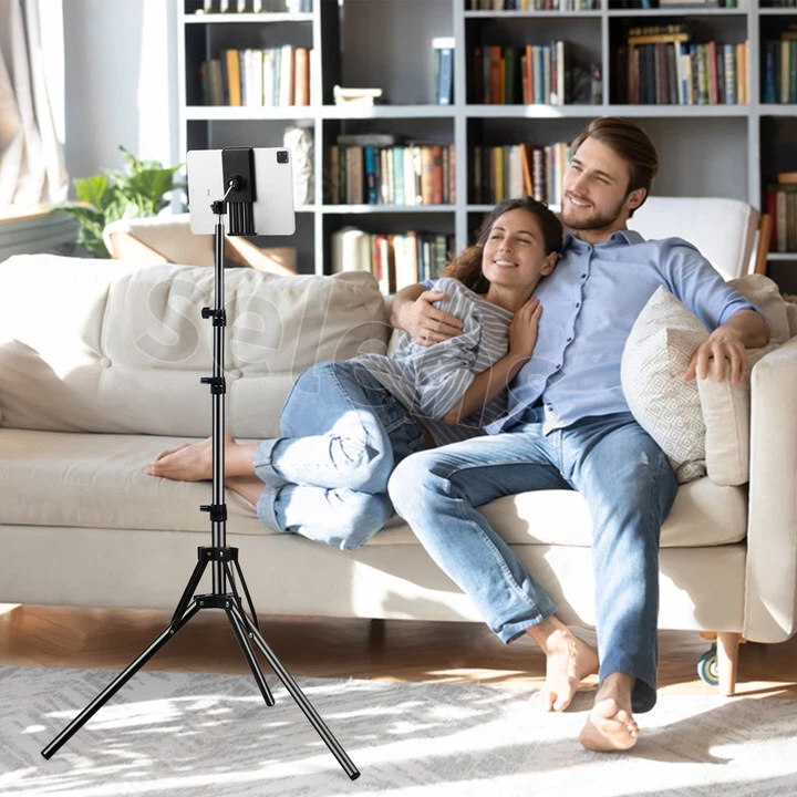 Supporto treppiede da pavimento per tablet 63" supporto telefono regolabile per iPad 4"-10,9" - Immagine 4 di 4