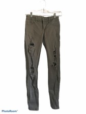 Cello Womens Slim Skinny Jeans Green 5 Pocket Destroyed Distressed Juniors 1