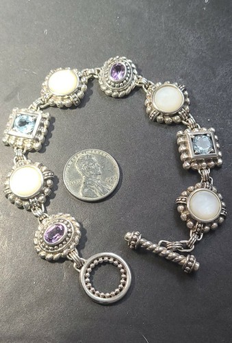 Vintage Stamped A925 thailand Sterling Silver Bracelet with Precious stones - Picture 6 of 12