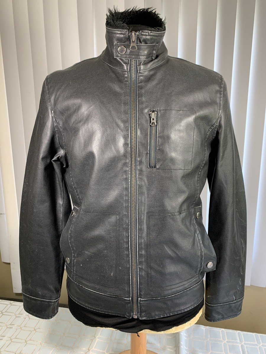 AMERICAN RAG CIE Lined Insulated Faux Leather Biker Black AMERICAN RAG CIE Lined Insulated Faux Leather Biker Black