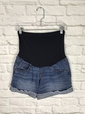 A GLOW Maternity Denim Boyfriend Style Shorts Size 8 Cutoff Cuffed