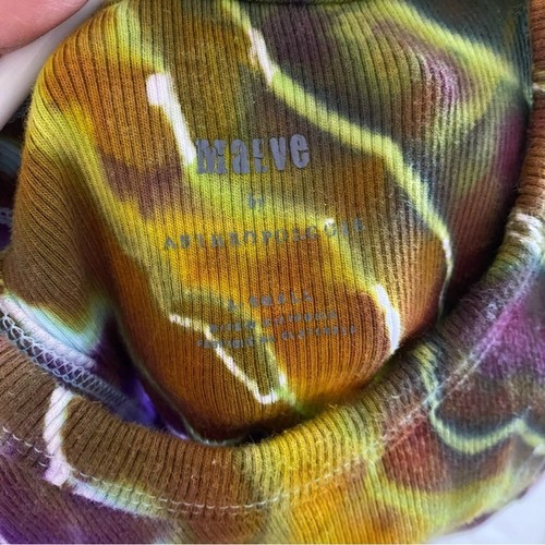 Geode Tie Dye Ribbed Tank Top Crop Womens Size XS High Neck Handmade Chartreuse - Picture 4 of 8
