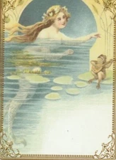 Modern Wide Beach Theme P29 Mermaid Listening To Frog Swap Playing Card