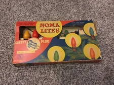 Vintage Noma  Christmas Lights 7 Lite String With Safety Plug Original box