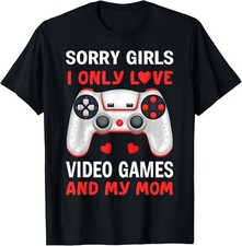 Valentines Day boys kids son Video Games funny gamer hearts T-Shirt
