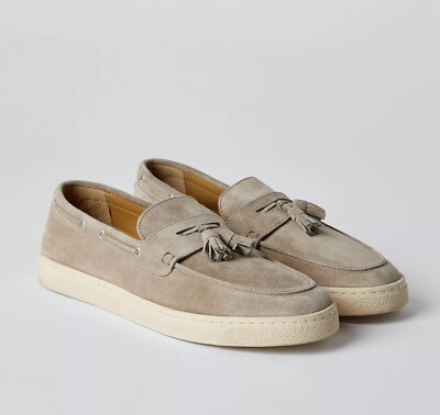 BRUNELLO CUCINELLI スエードスリッポン ベージュ BRUNELLO CUCINELLI Men's 'Hybrid Suede Tasseled Loafers' Beige 45
