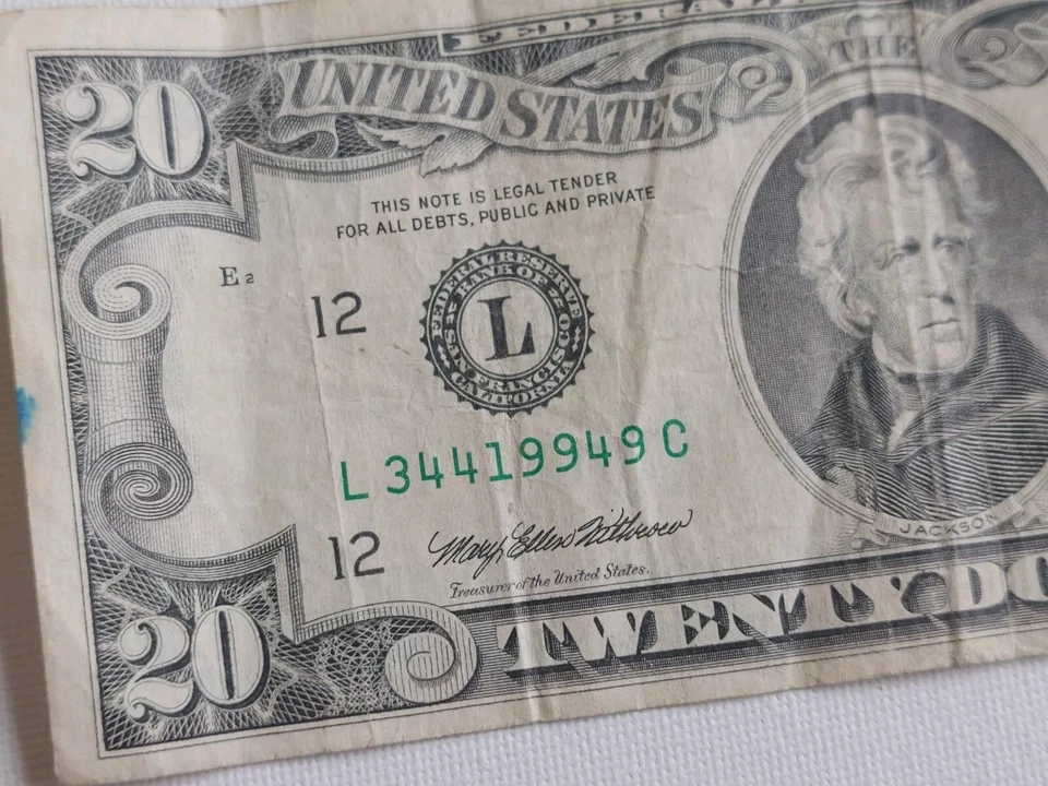 1993 US Twenty $20 Dollar Bill (Federal Reserve Banknote)- 1994 Birth year Bill - Image 2 of 4