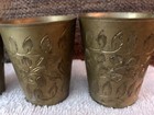 Vintage Etched Brass Set of 7 Shot Glasses/Wine Goblets W/ Tray From India — photo 4
