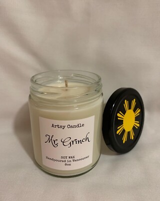Soy Candle Hand-poured Mr. Grinch In Farm Jar 8oz
