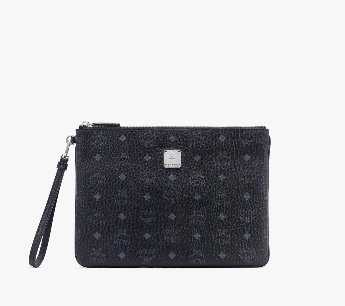NWT MCM Wristlet Zip Pouch in Visetos in Black MSRP $450 | eBay