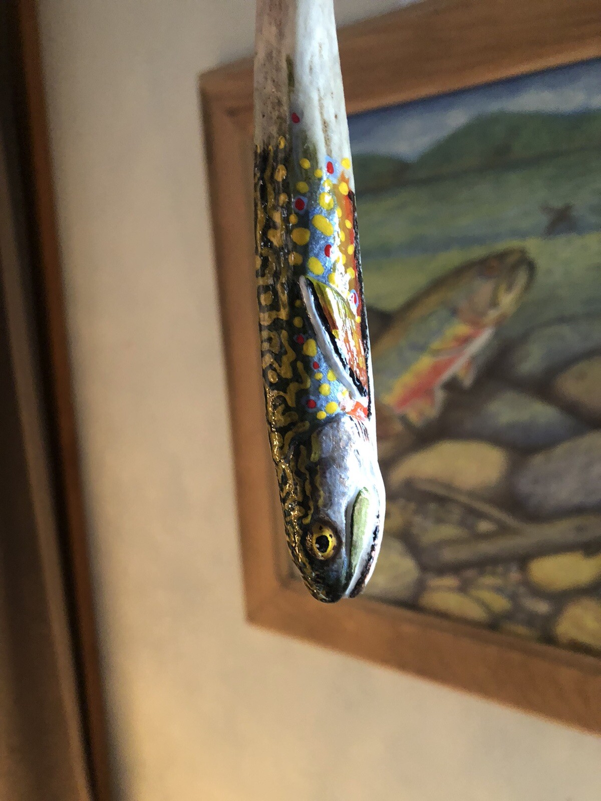 Brook trout antler carving Christmas Ornament Fly Fishing Steven Shaner