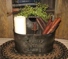 Metal Basket/Bucket/Mail/Six BINS/Utensil Holder Primitive Country*Farmhouse*New