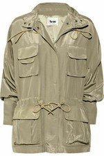 Acne Studios Beige Taupe Domino Cupro Zip Parka Jacket Womens Size Eu 38 Uk 10