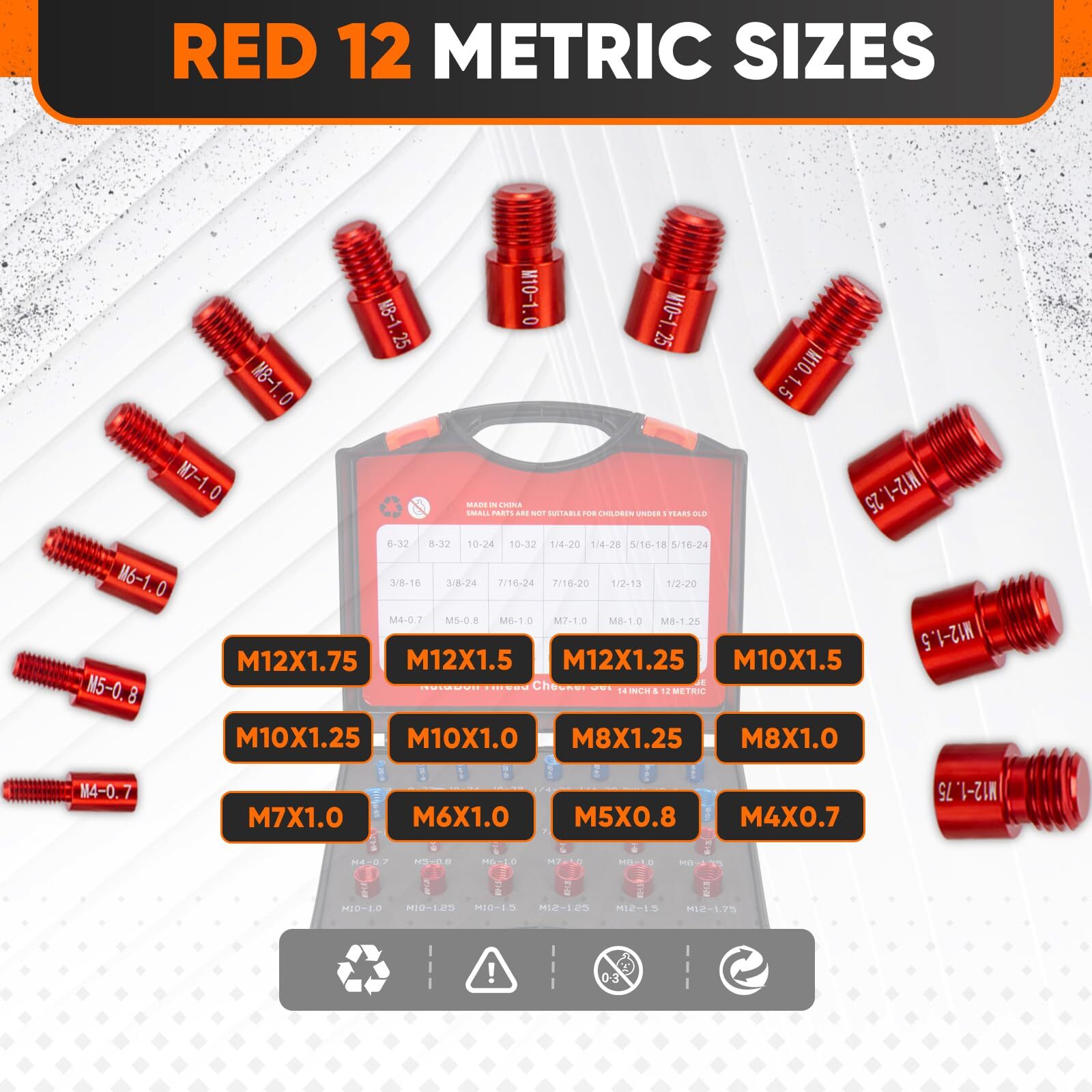 Nut and Bolt Thread Checker - Red & Blue 26 Gauges High-Speed Steel Bolt and ...