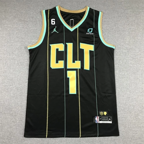 Men's Vest Charlotte Hornets NO.1 Ball Adult Sports Top Stitched - Picture 20 of 48