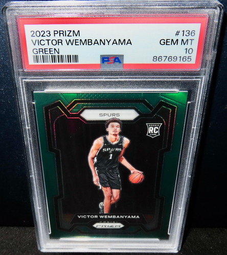 2023 PANINI PRIZM VICTOR WEMBANYAMA ROOKIE PSA 10 GEM MINT GREEN #136 RC !!!