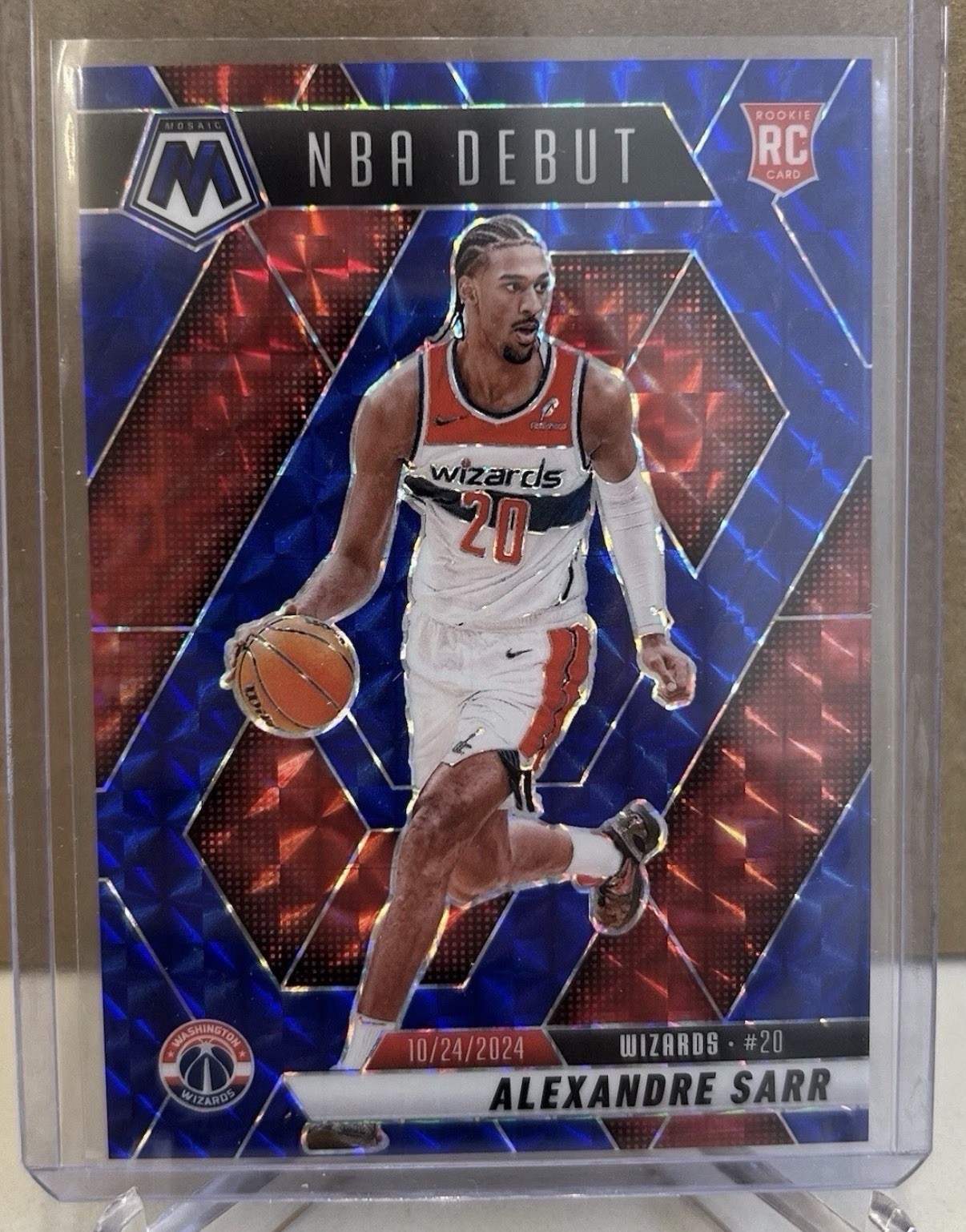 2024-25 Panini Mosaic - NBA Debut Alexandre Sarr #254 Blue Mosaic Prizm /199 RC