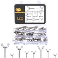 100 StüCk FlüGelschrauben Set, M3-M12 FlüGelmuttern Edelstahl Sc
