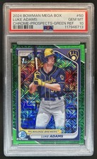 2024 Bowman Mega Box Luke Adams Chrome Prospects Mojo Green Refractor /99 PSA 10